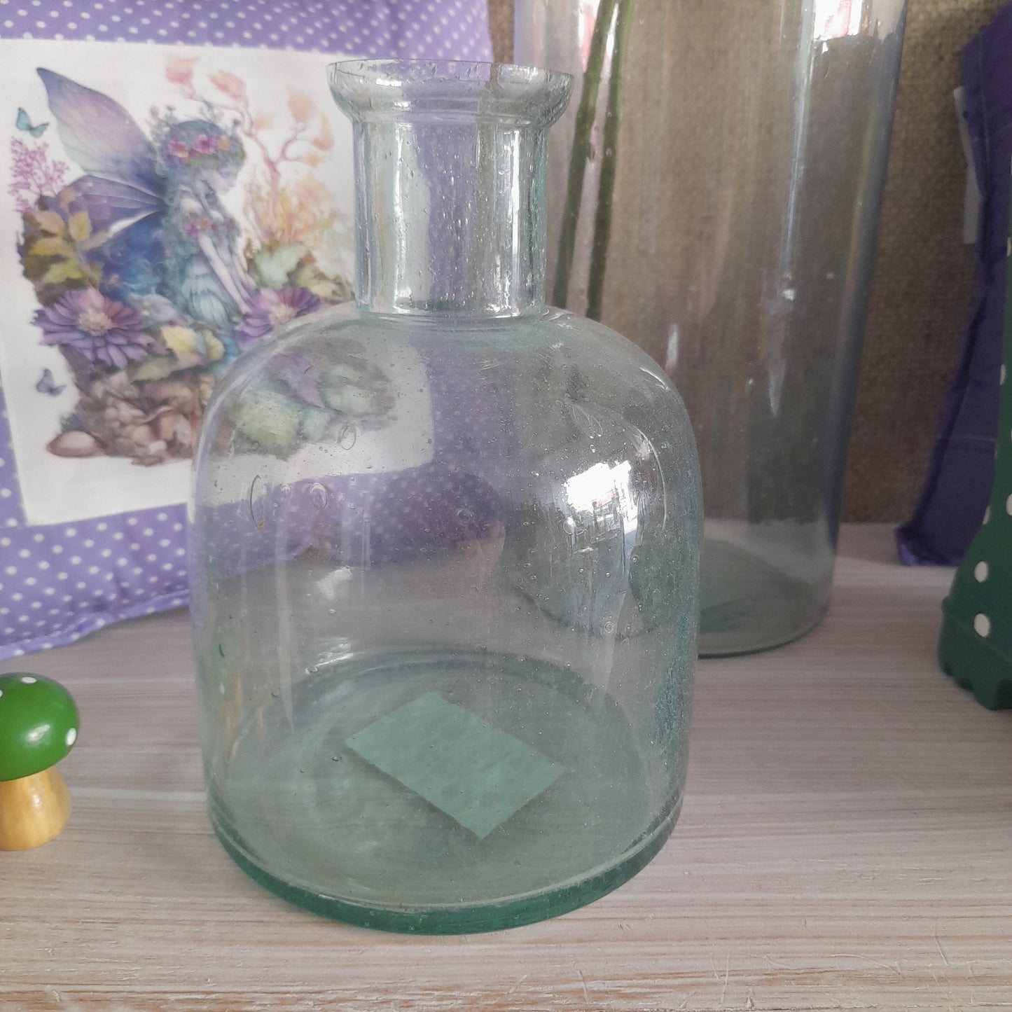 Green & blue bubble glass vases (Various sizes)
