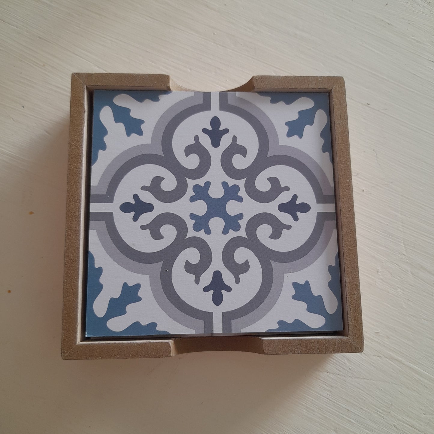 Tile print wooden coasters