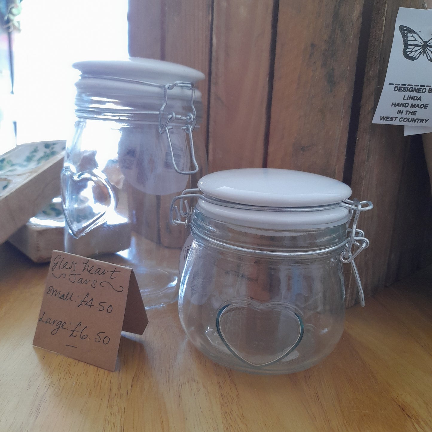 Glass heart storage jar (Various sizes)